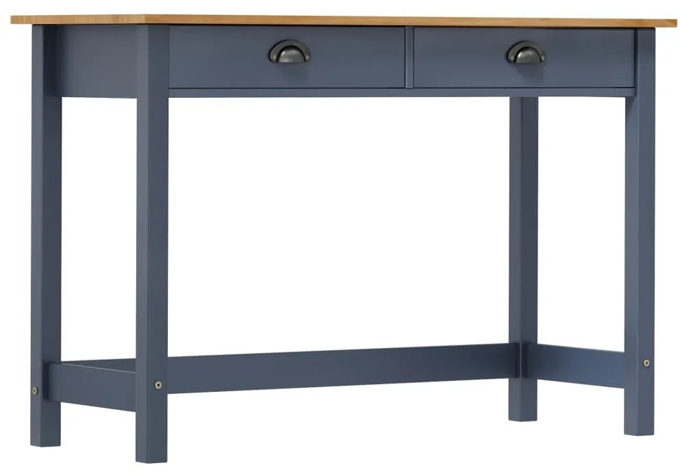 vidaXL Mesa consola Hill c/ 2 gavetas 110x45x74cm pinho maciço cinza