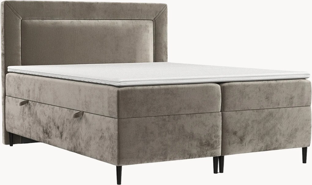 Cama divã artesanal em chenille com arrumação Noble, H3