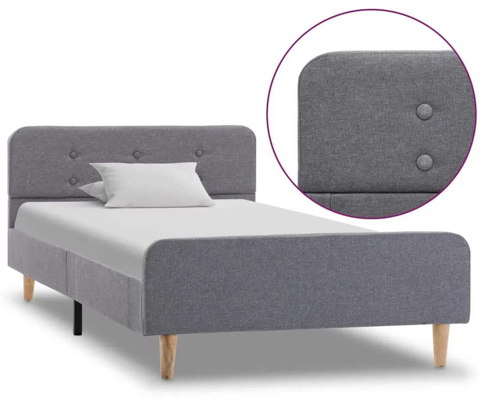 vidaXL Estrutura de cama em tecido 100x200 cm cinzento-claro
