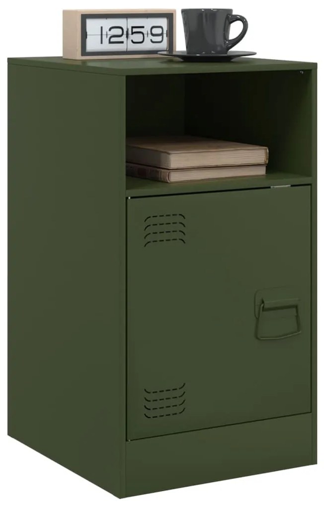 Mesas de cabeceira 2 pcs 34,5x39x62 cm aço verde azeitona