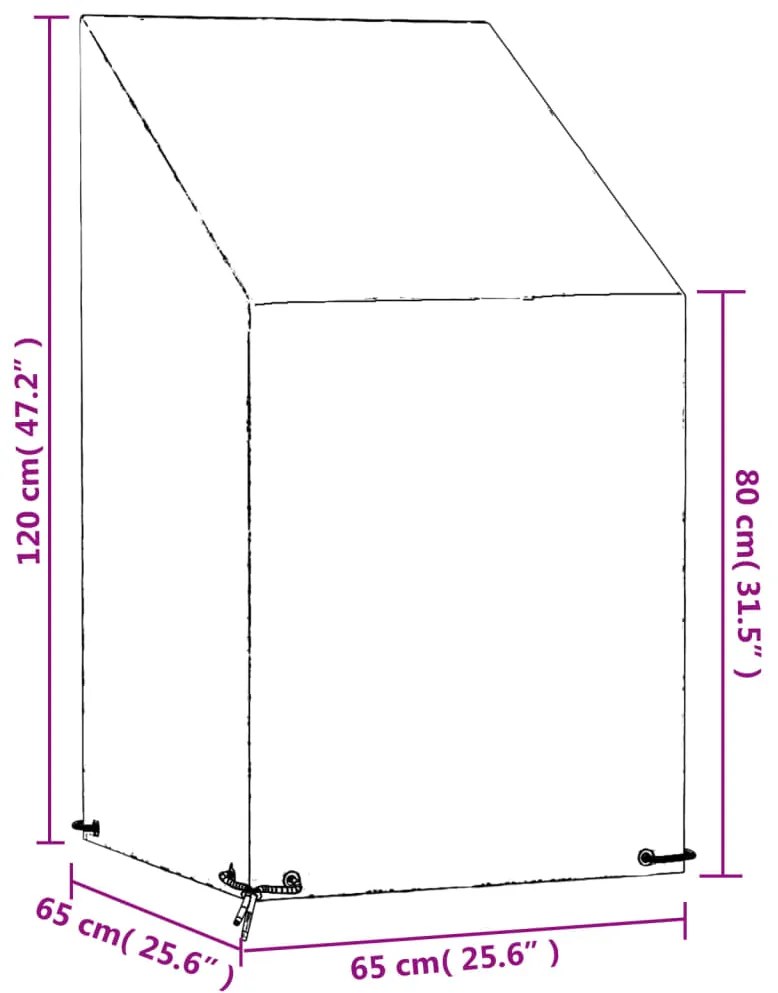 Capas cadeiras jardim 2 pcs 8 ilhós 65x65x80/120 cm polietileno
