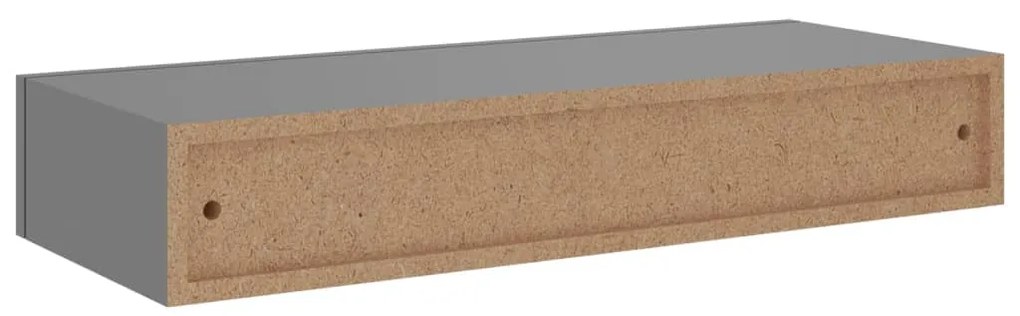 Prateleiras de parede c/ gavetas 2pcs MDF 60x23,5x10cm cinzento