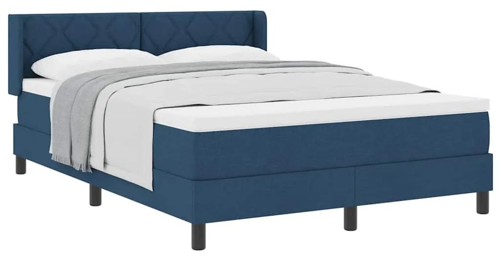 Cama Box com Colchão - Azul 140 x 190 cm, Tecido