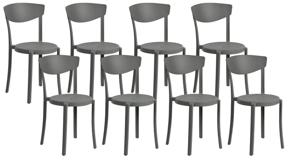 Conjunto de 8 cadeiras de jantar cinzentas escuras VIESTE Beliani