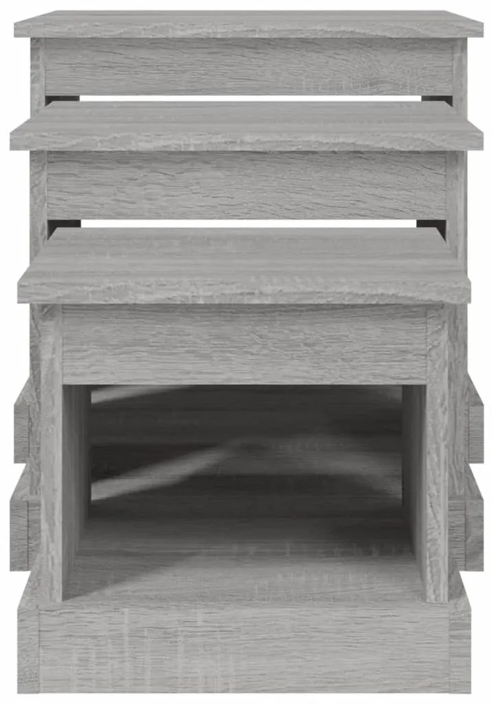 Mesas de centro 3 pcs derivados de madeira cinzento sonoma
