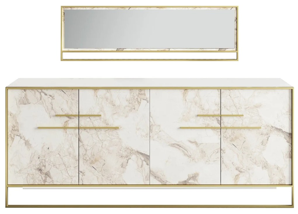 Console Polka – Dourado/Branco – 179,9 cm x 75 cm x 47,3 cm