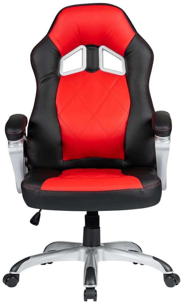Cadeira de escritório PORTIMAO, gaming, pele sintética vermelha e preta