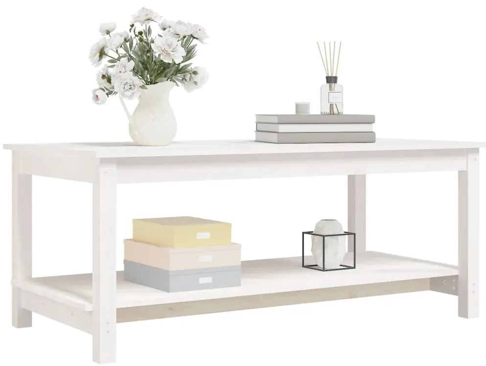 Mesa de centro 110x55x45 cm madeira de pinho maciça branco