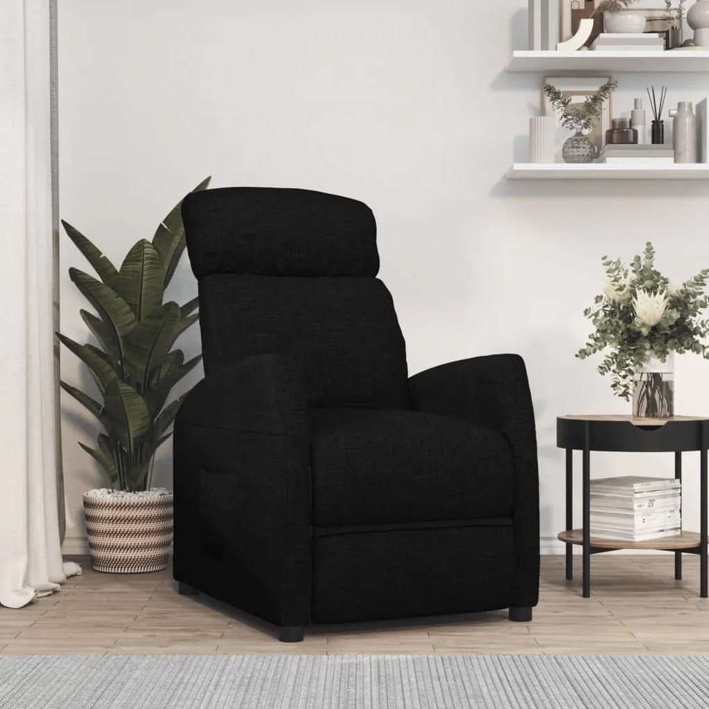 vidaXL Poltrona reclinável tecido preto