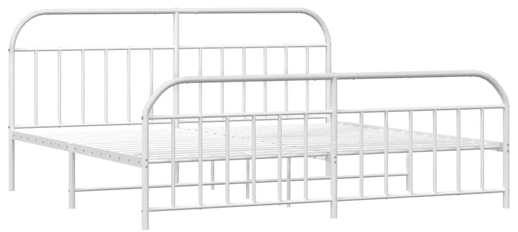 Estrutura de cama com cabeceira e pés 193x203 cm metal branco