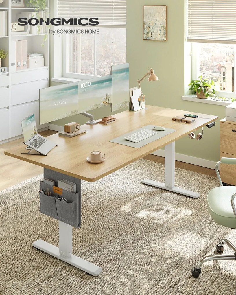 Secretária elétrca com altura ajustável eletricamente 80 x 180 x (72-120) cm bege