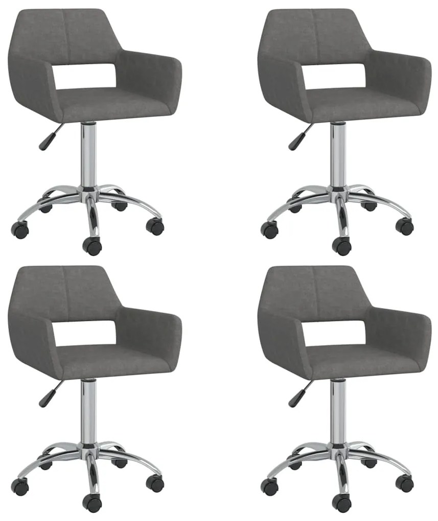 vidaXL Cadeiras de jantar giratórias 4 pcs tecido cinzento-escuro