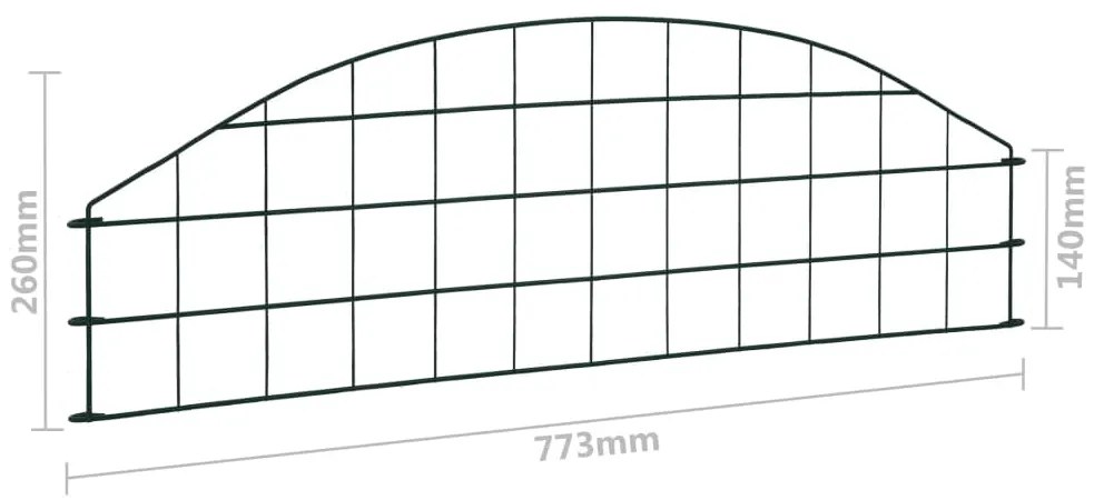 Conj. painéis de vedação arqueados p/ jardim 77,3x26 cm verde