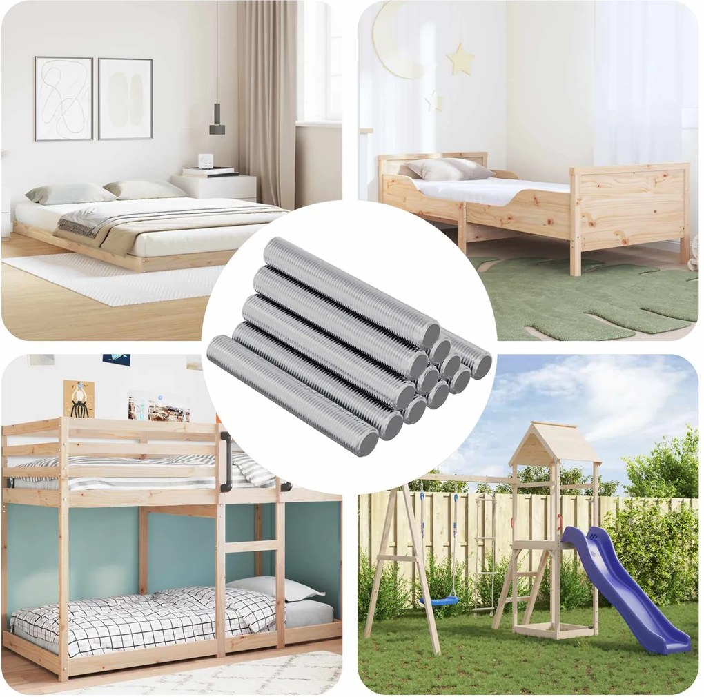 vidaXL Barra Roscada 1000 pcs Prateado Aço