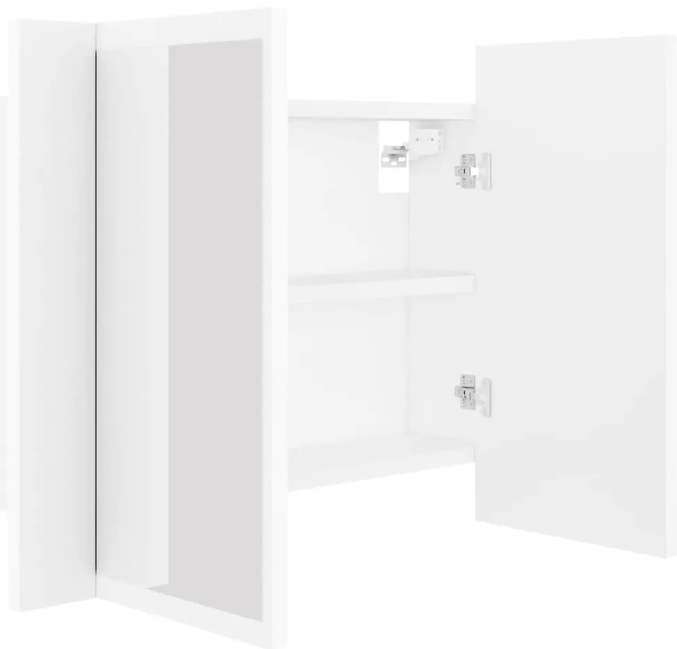 Armário espelhado casa banho c/ LED 60x12x45 cm acrílico branco