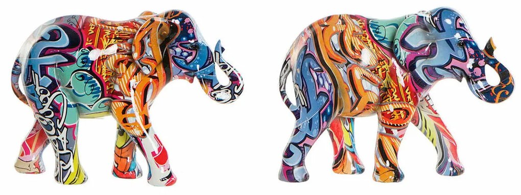 Figura Decorativa DKD Home Decor Elefante Resina (22 x 9 x 17 cm) (2 pcs)