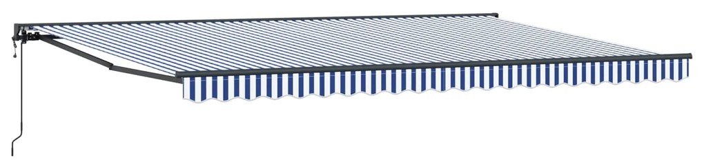 vidaXL Toldo Retrátil Azul e Branco 500 × 300 cm Poliéster e Metal