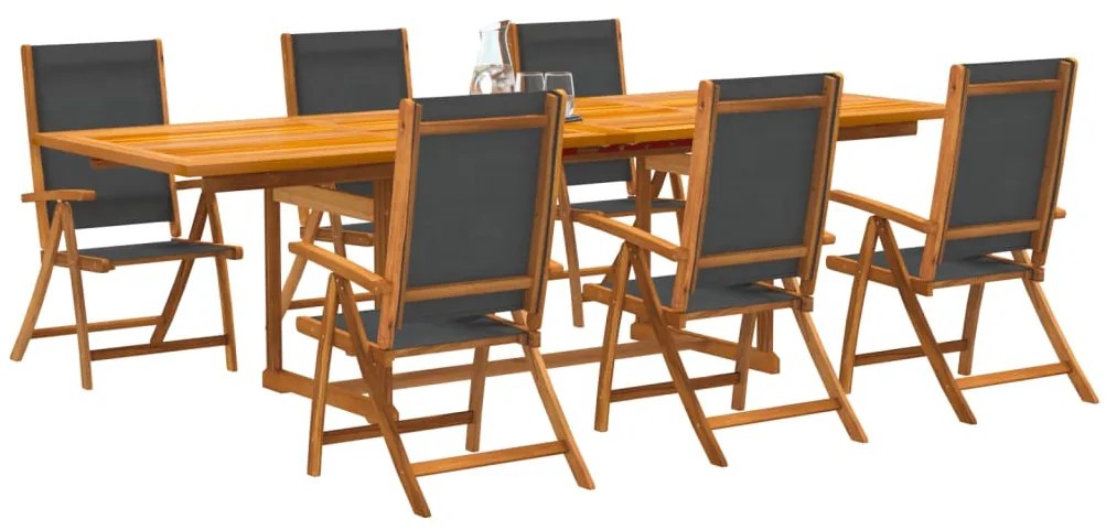 vidaXL 7 pcs conjunto de jantar para jardim acácia maciça e textilene