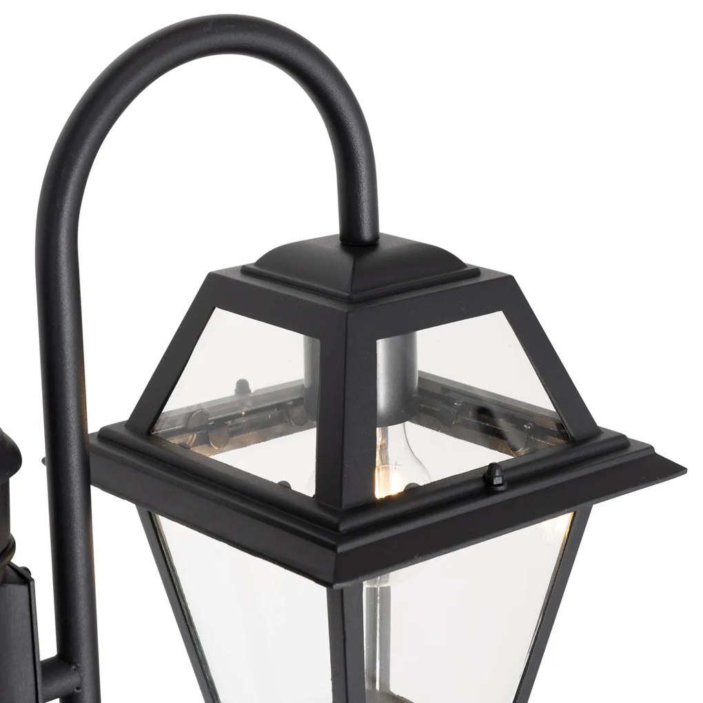 Lanterna de exterior clássica preta 235 cm 2-luzes IP44 - Berta Clássico / Antigo