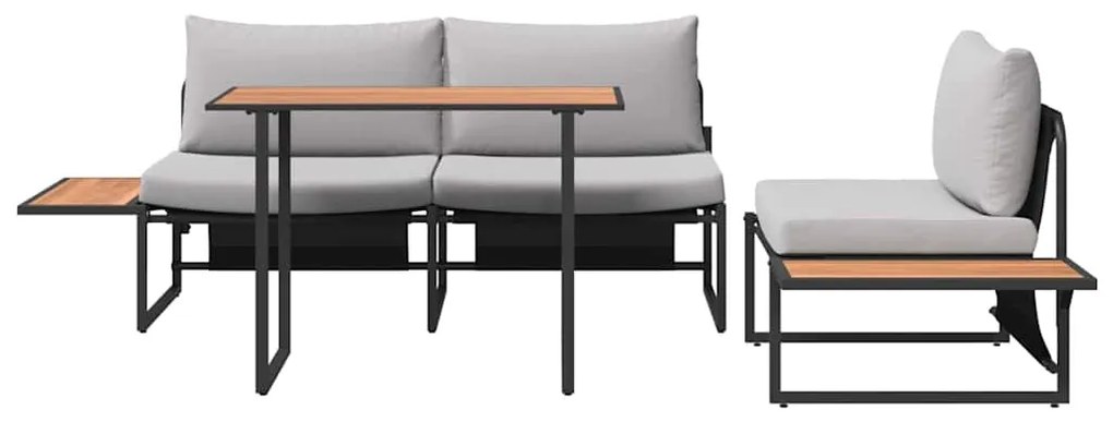 Conjunto de Jantar de Jardim de 3 Peças vidaXL com Almofadas Cinza Cla
