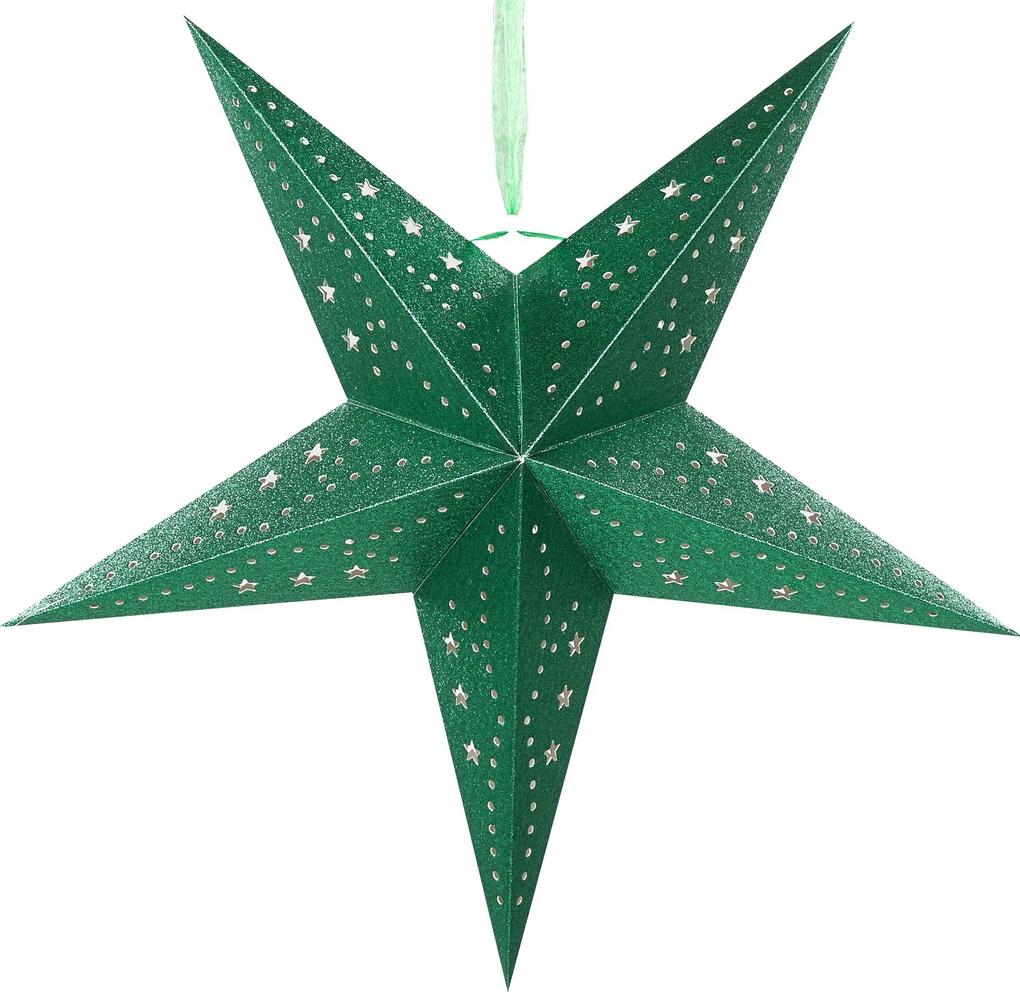 Conjunto de 2 estrelas de papel com LED em verde brilhante 45 cm MOTTI Beliani