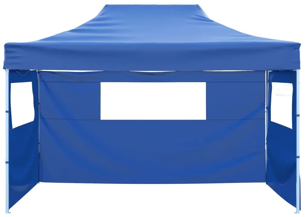 Tenda dobrável com 3 paredes 3x4,5 m azul