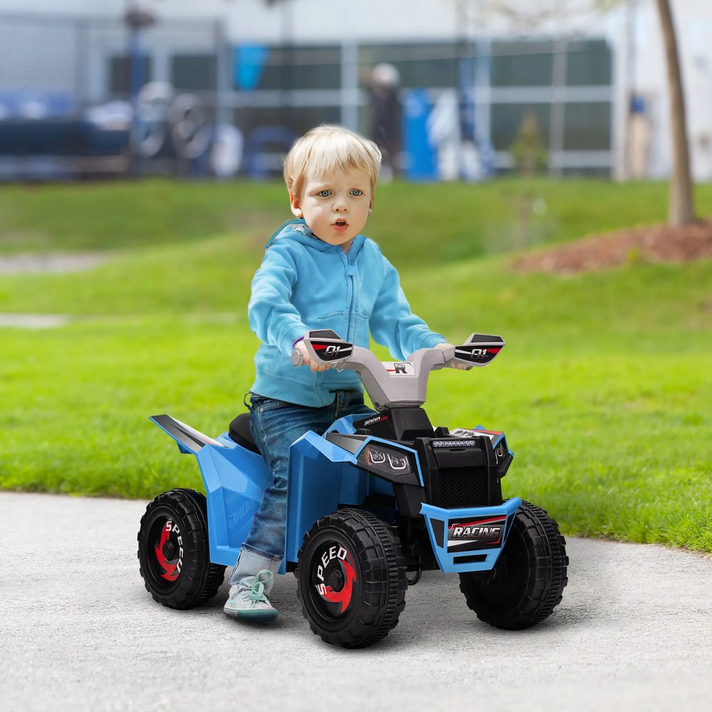 Moto 4 Elétrico para Crianças Veículo Elétrico a Bateria de 6V com Velocidade de 2,5 km/h 70x41,5x48,5 cm Azul