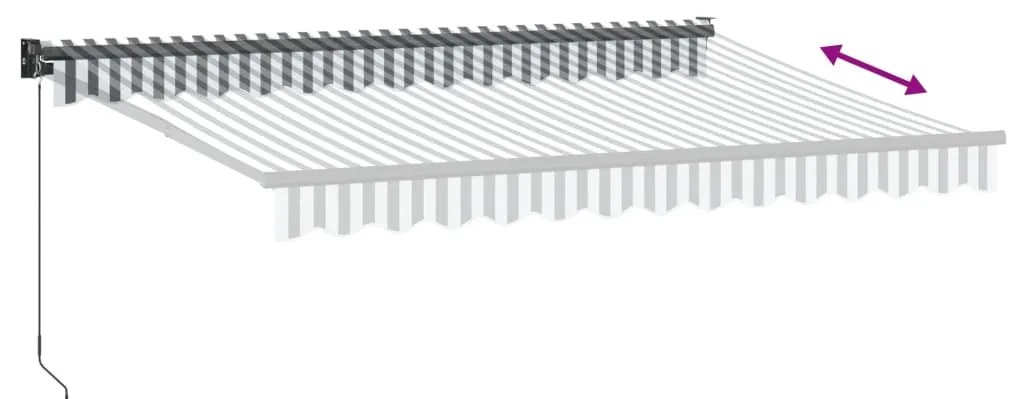 Toldo retrátil 3,5x2,5 m tecido e alumínio antracite e branco