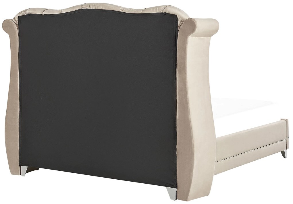 Cama de casal em veludo creme 140 x 200 cm AYETTE Beliani