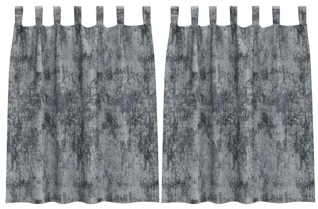 Cortinas de Veludo 2 pcs com Ilhós Cinza Prateado 140x140 cm
