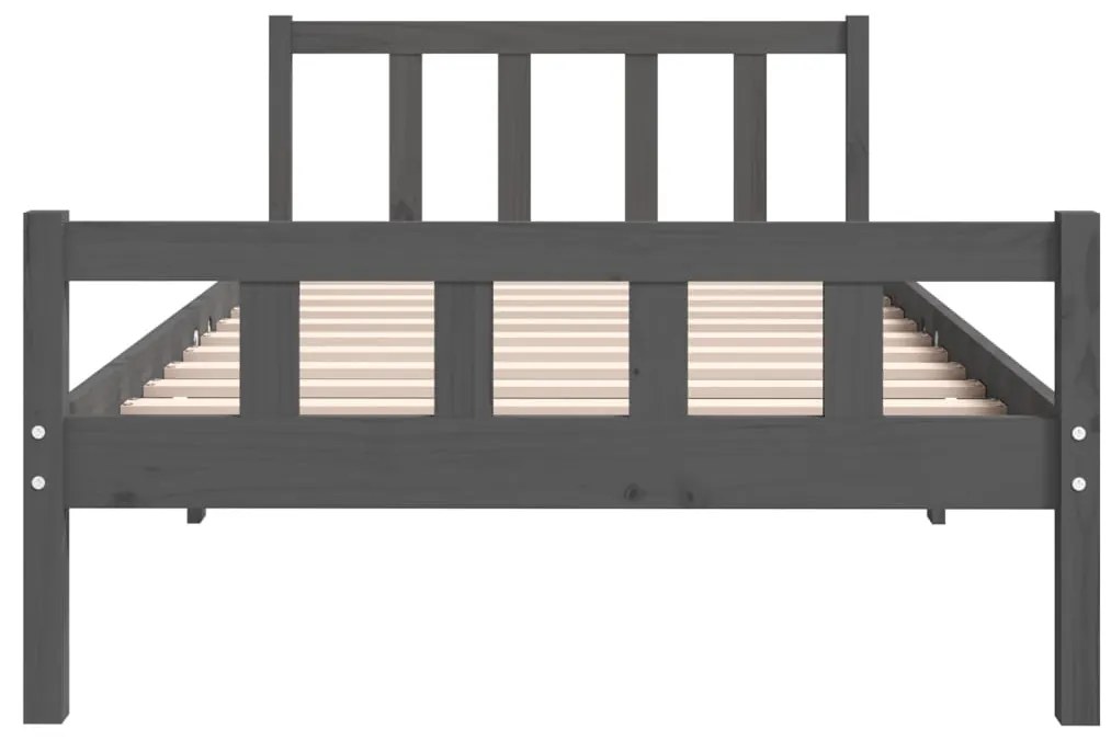 Estrutura de cama 100x200 cm madeira maciça cinzento