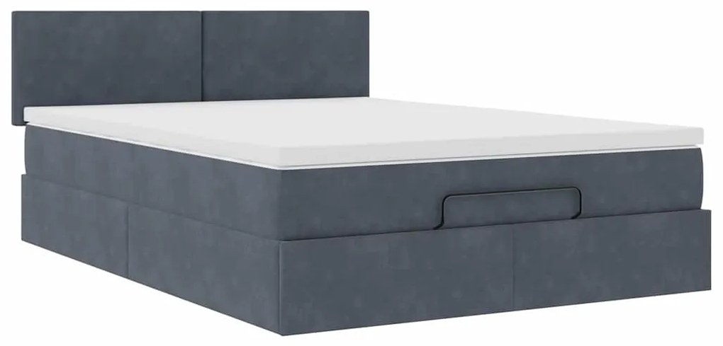 Estrutura de cama otomana com colchão 140x200cm cinzento escuro