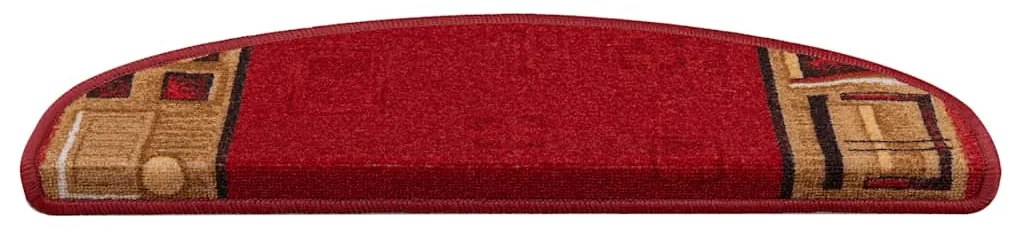Tapetes de escadas adesivos 10 pcs 65x21x4 cm vermelho