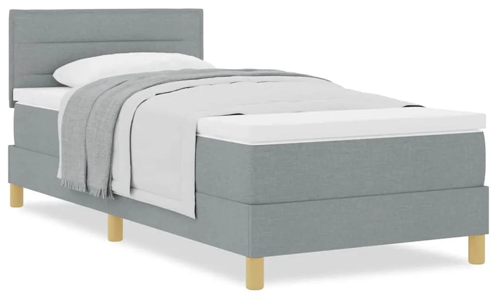 Cama Box Spring com Colchão Cinza Claro 100x200 cm Tecido