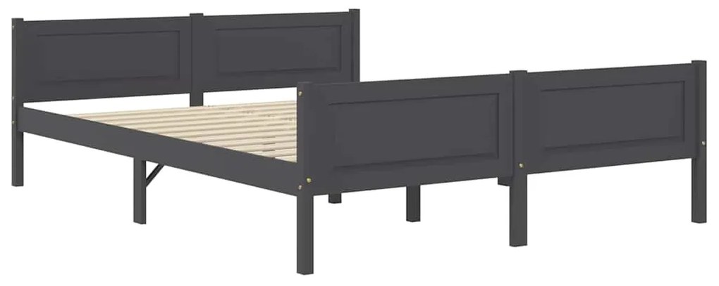 Estrutura de cama em pinho maciço 160x200 cm cinzento