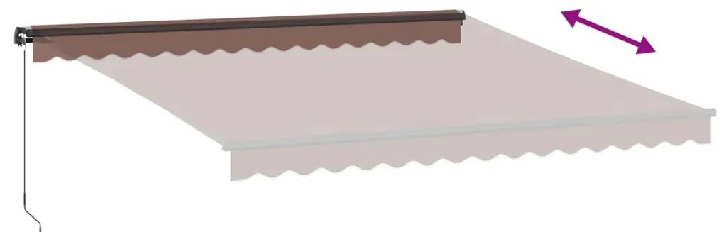 Toldo retrátil manual com luzes LED 400x350 cm castanho
