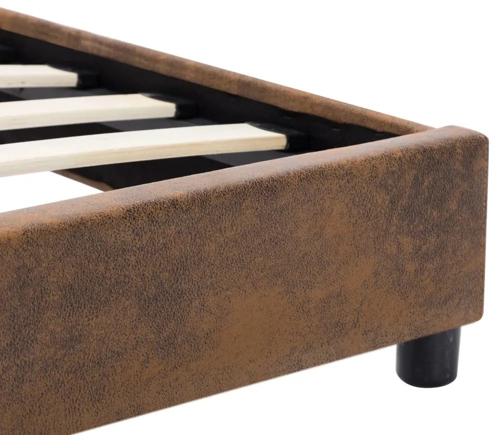 Estrutura de cama 90x200 cm camurça artificial castanho