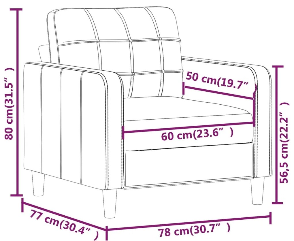 Poltrona 60 cm tecido castanho