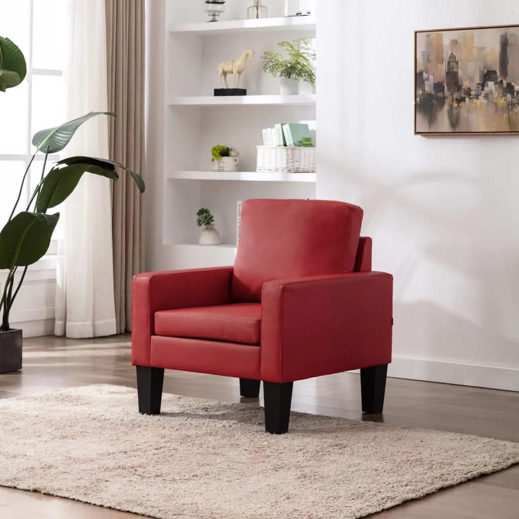 vidaXL Poltrona em couro artificial vermelho