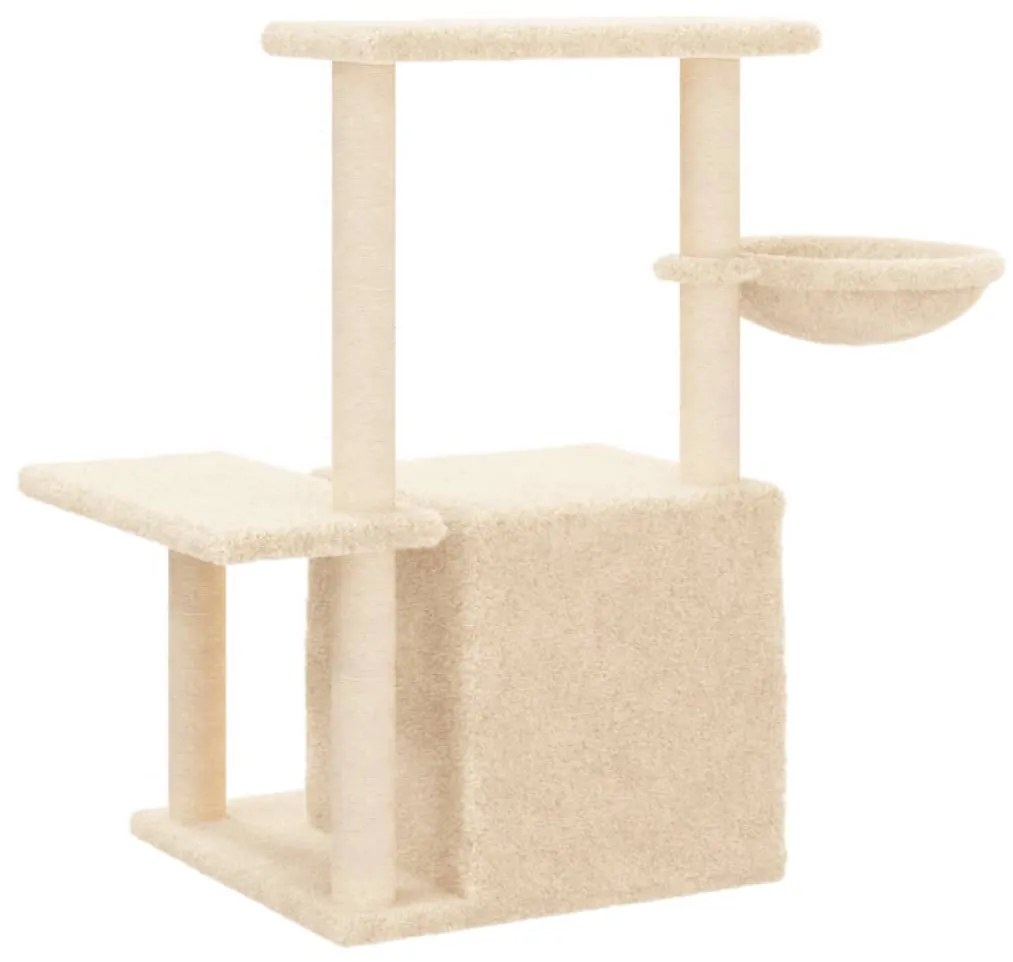 Árvore para gatos c/ postes arranhadores sisal 83 cm cor creme