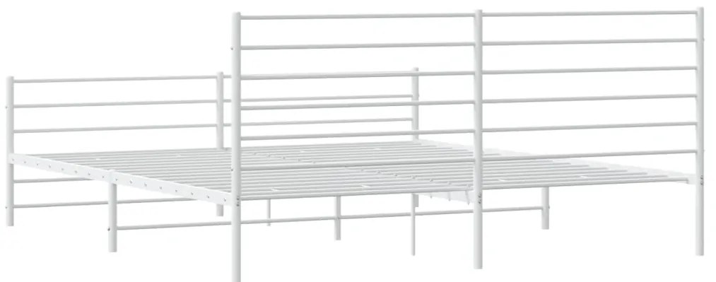 Estrutura de cama com cabeceira e pés 200x200 cm metal branco