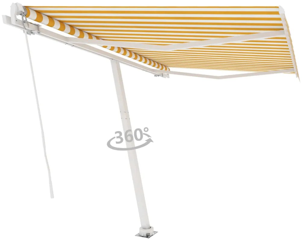 Toldo retrátil manual independente 300x250 cm amarelo e branco
