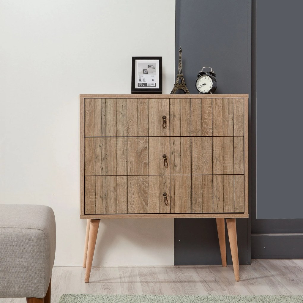 Cômoda Trio – Carvalho Sonoma – 80x90x40 cm