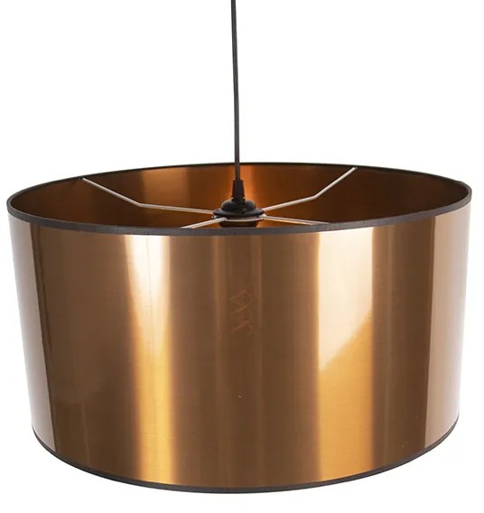 Candeeiro de suspensão design preto com cúpula em cobre 50 cm - Pendel Moderno