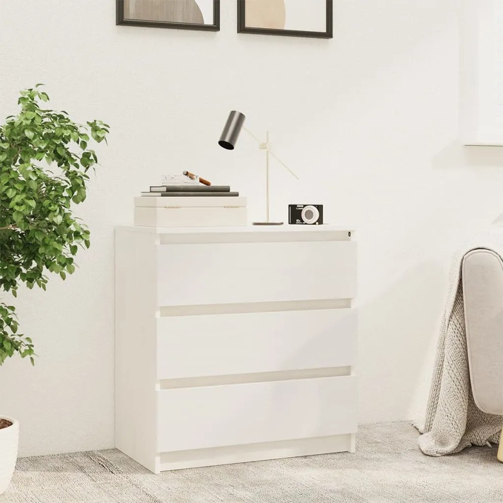 vidaXL Mesa de cabeceira 60x36x64 cm madeira de pinho maciça branco