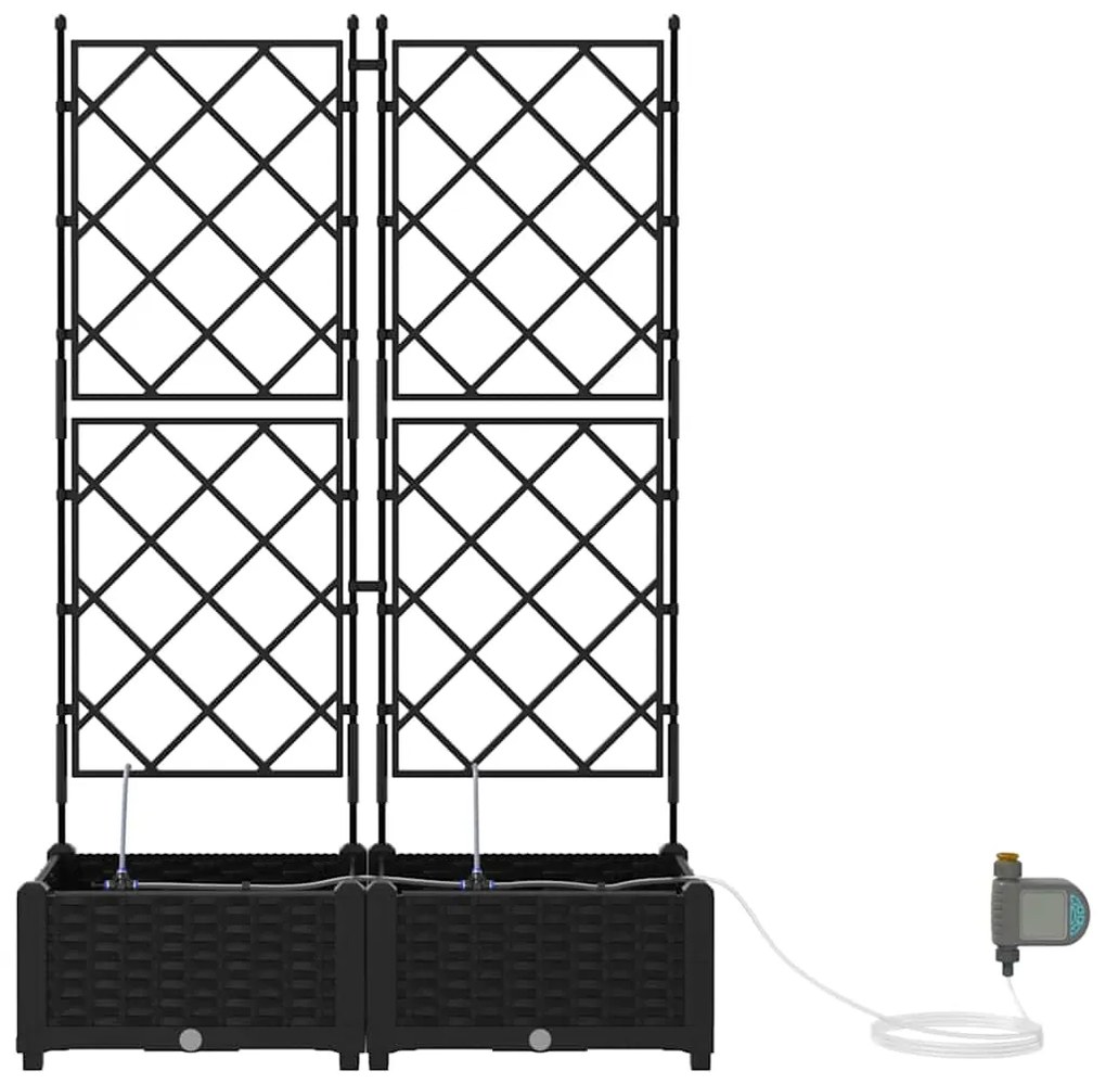 Jardineiras de Jardim 1 pc Preto 80 x 40 x 126 cm Plástico