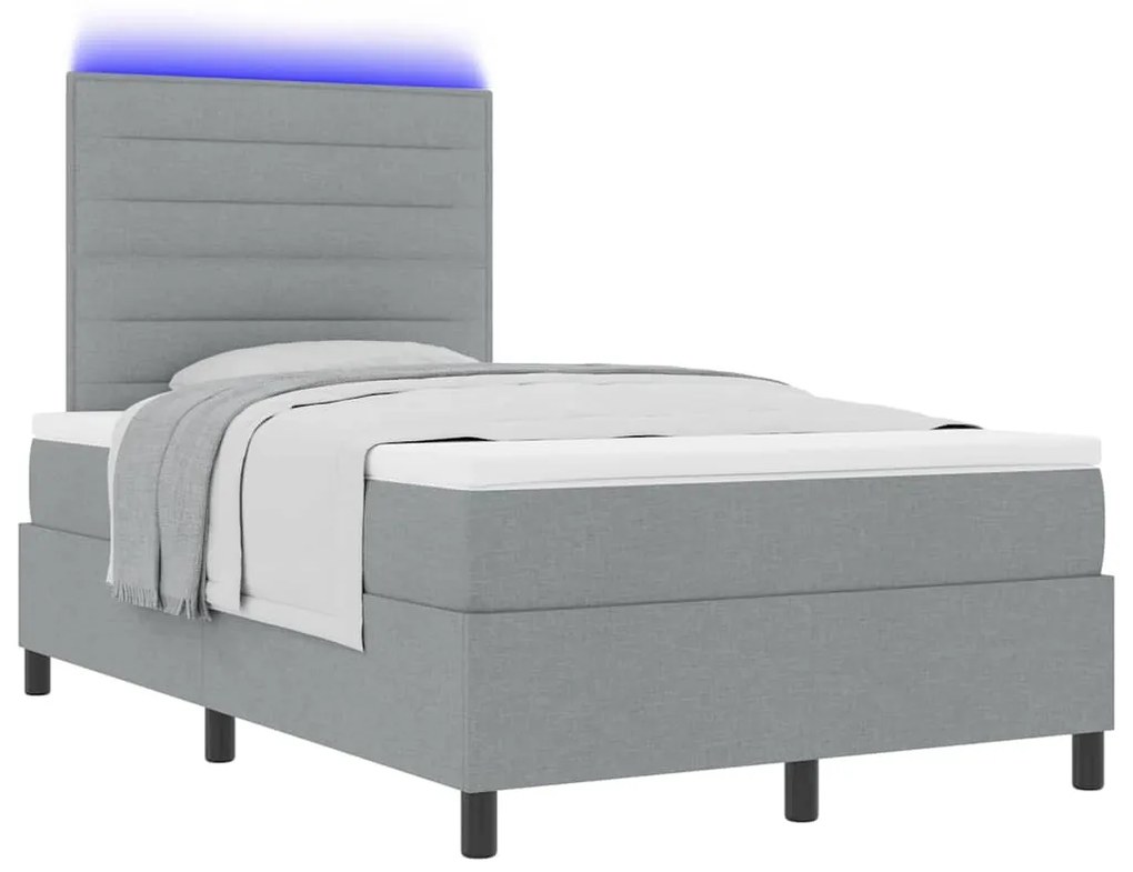 Cama com Estrado e Colchão Cinza Claro 120 x 190 cm em Tecido