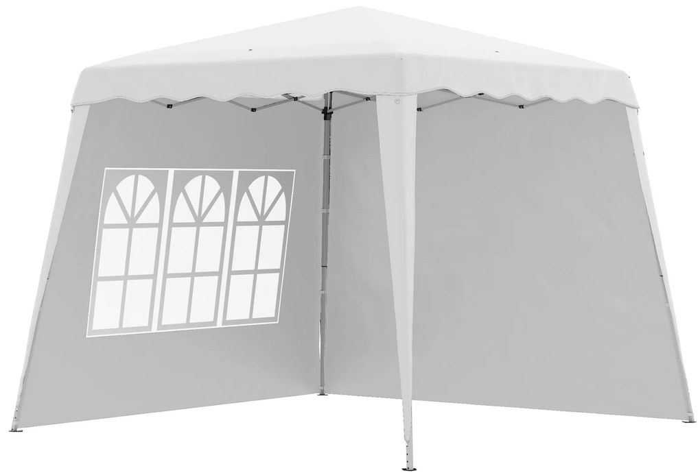 Outsunny Tenda Dobrável com 2 Paredes Laterais Altura Ajustável Proteção UV50+ e Bolsa de Transporte 240x240x250 cm Branco