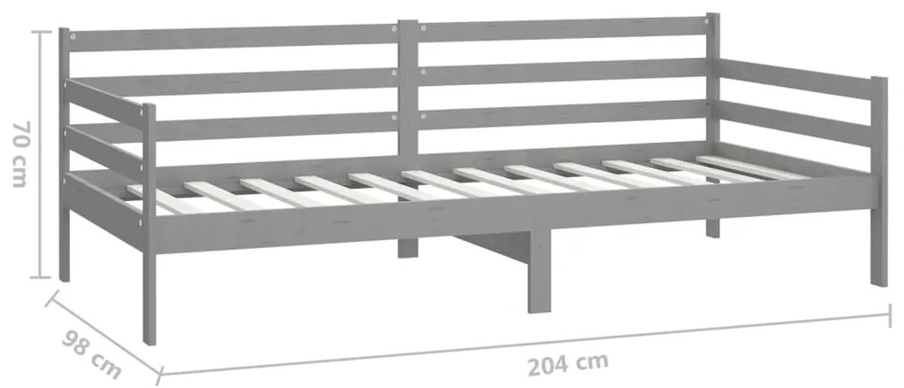 Sofá-cama com colchão 90x200 cm pinho maciço cinzento