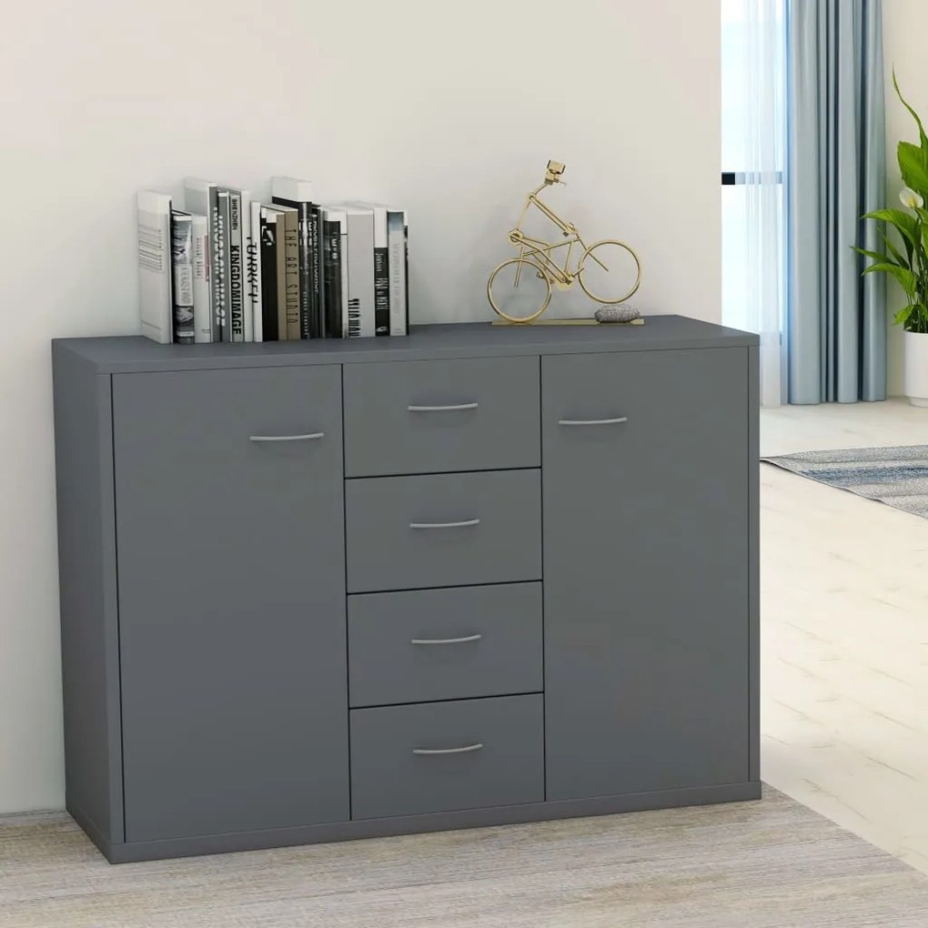 vidaXL Aparador 88x30x65 cm contraplacado cinzento